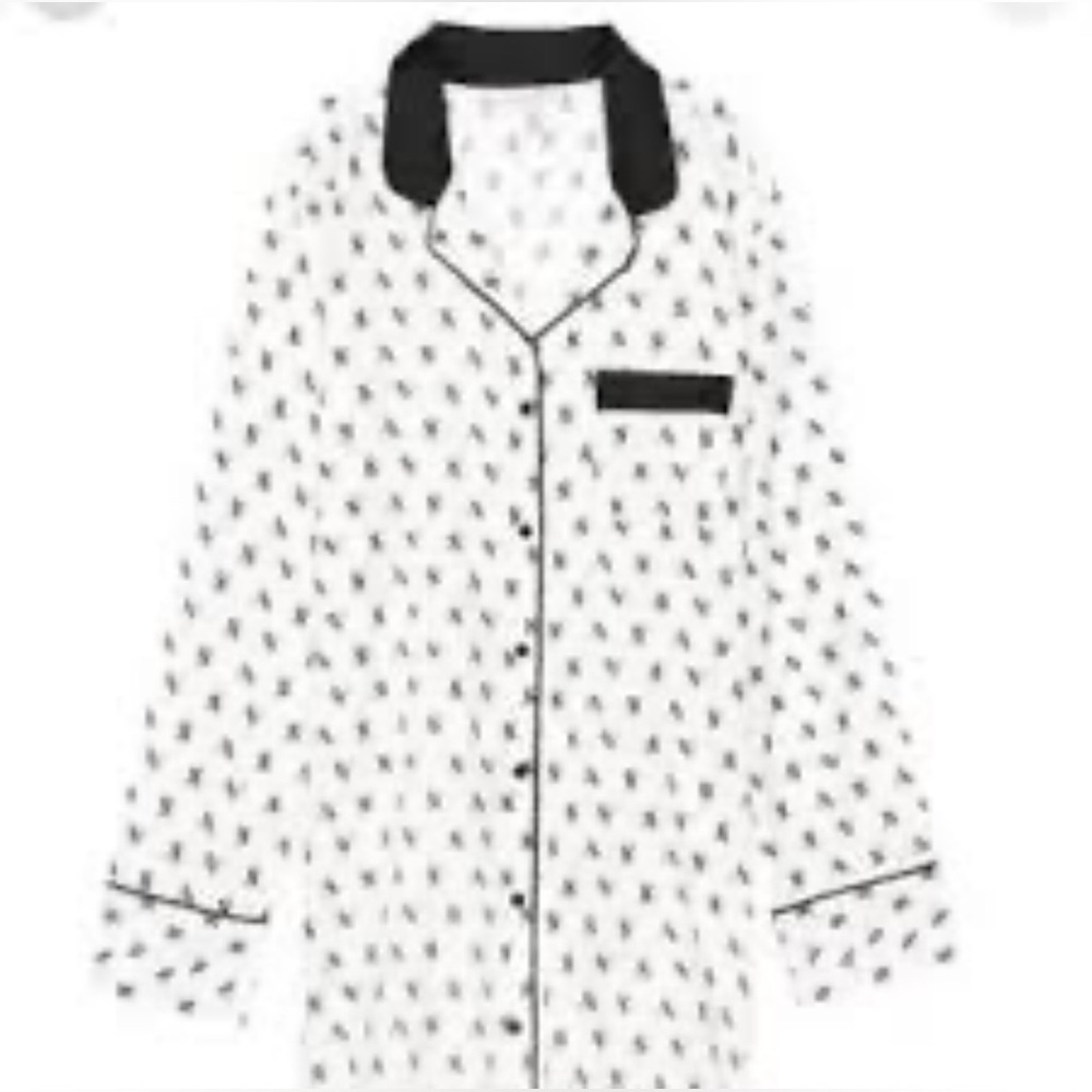 Victoria's Secret Monogrammed Black and White Sleep Shirt Flannel - Picture 2 of 5